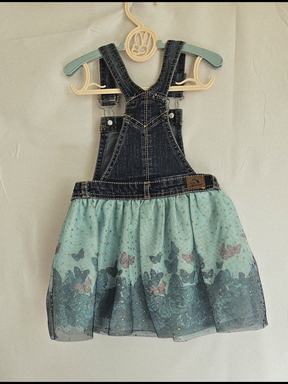 Jordache Denim & Tulle Butterfly Dress Toddler Girls Size 2T Blue Mint Green - Picture 6 of 8